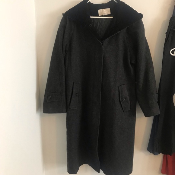 Vintage Hooded, Full-length, Wool Coat, sz 12 - Picture 4 of 12